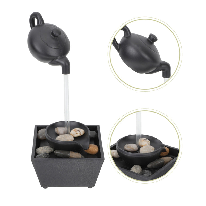 نافورة مياه إبريق مع أحجار إضاءة LED Floating Teapot Water Fountain Ornament