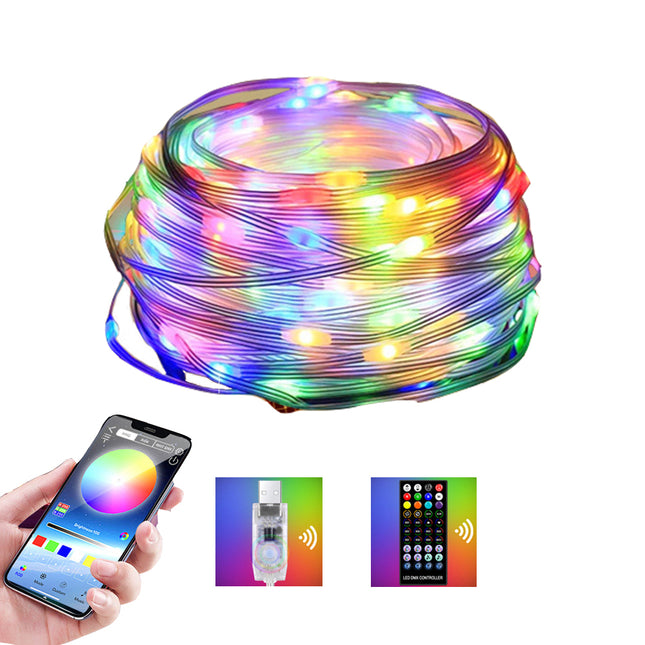 حبل ليد مع تطبيق وتغير اللون علي الصوت SMART FAIRY LIGHTS IC-RGB