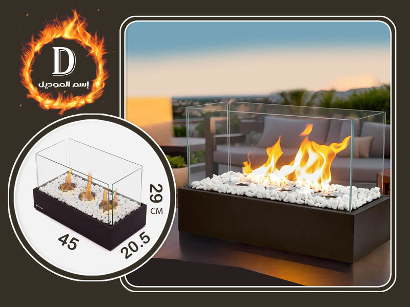 فير بليس منزلي مكتبي صغير Tabletop Fireplace - Bioethanol, Portable